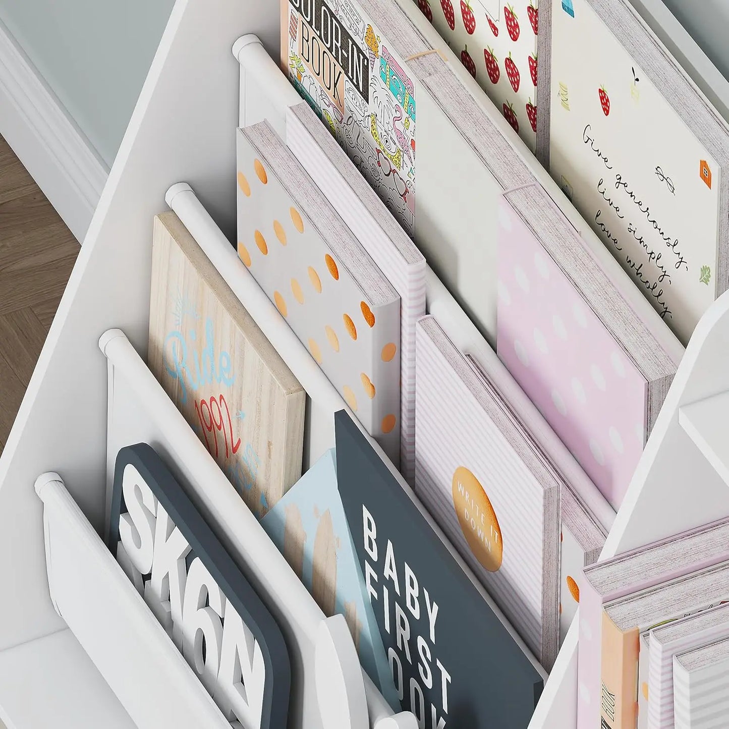 Montessori Bookshelf – Front-Facing Wooden Kids Bookcase with Storage Bins