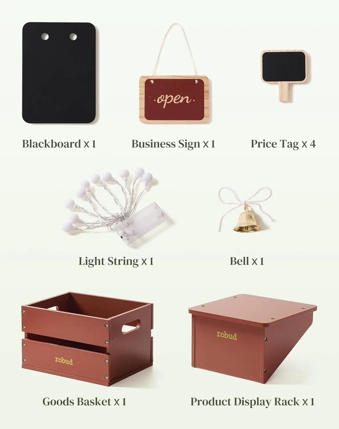 Kids Wooden Market Stall - Kids Grocery Store Playset