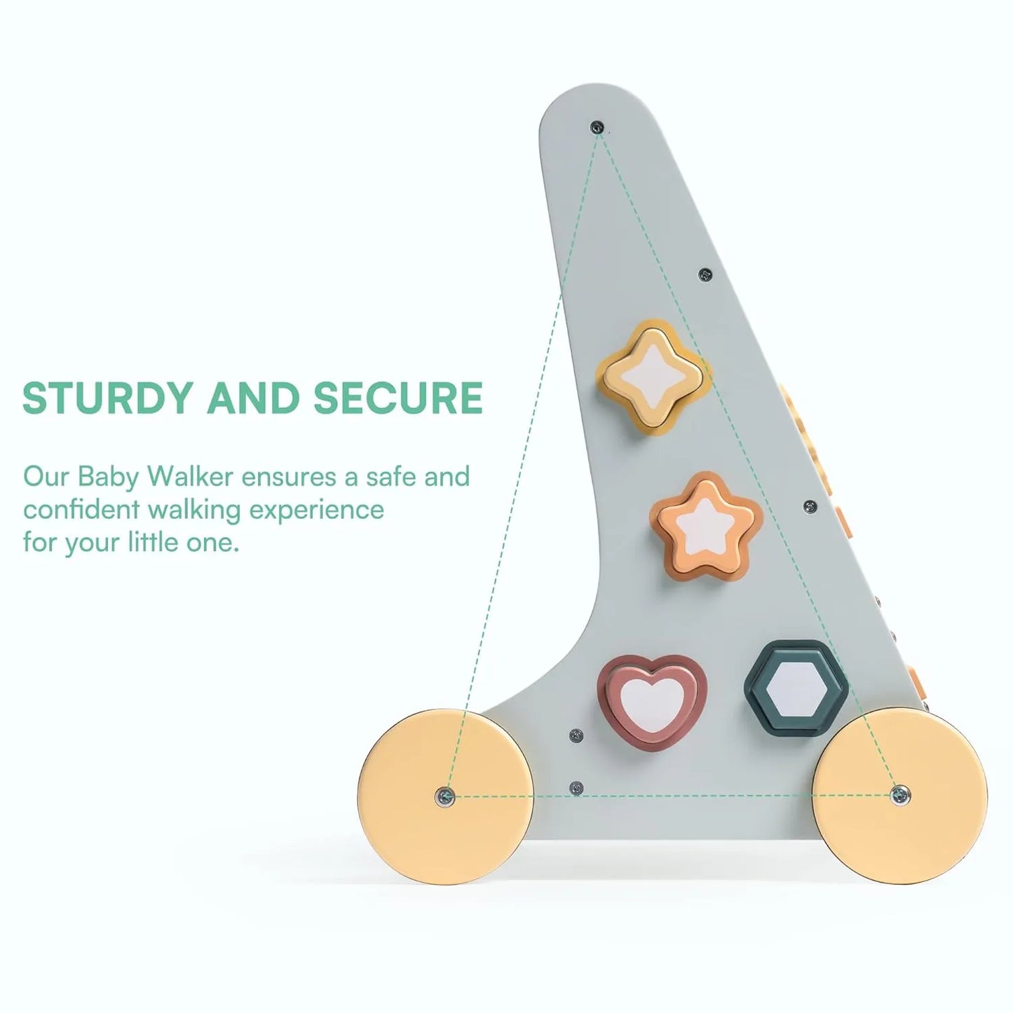 Wooden Baby Walker with Wheels – Montessori Push Toy & Activity Center for Babies