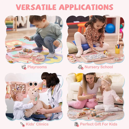 Montessori Wooden Crocodile Wall Activity Toy – Interactive Busy Board with Maze, Gear Play, Xylophone & Sorting Games for Kids