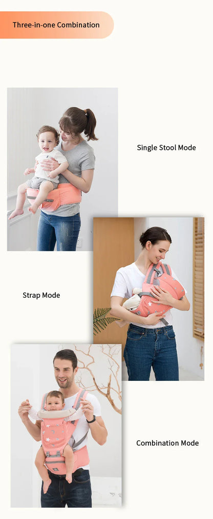 Breathable Ergonomic Baby Carrier – Front-Facing Kangaroo Hipseat