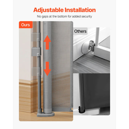 Retractable Safety Gate - Transparent Mesh Gate for Stairs, Babies & Pets