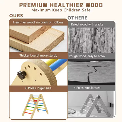 Montessori 3 in 1 Climbing Set – Triangle, Arch & Rocker Board