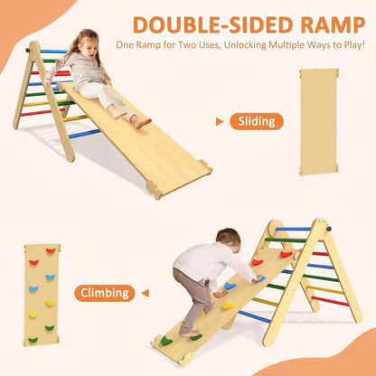 Montessori 3 in 1 Climbing Set – Triangle, Arch & Rocker Board