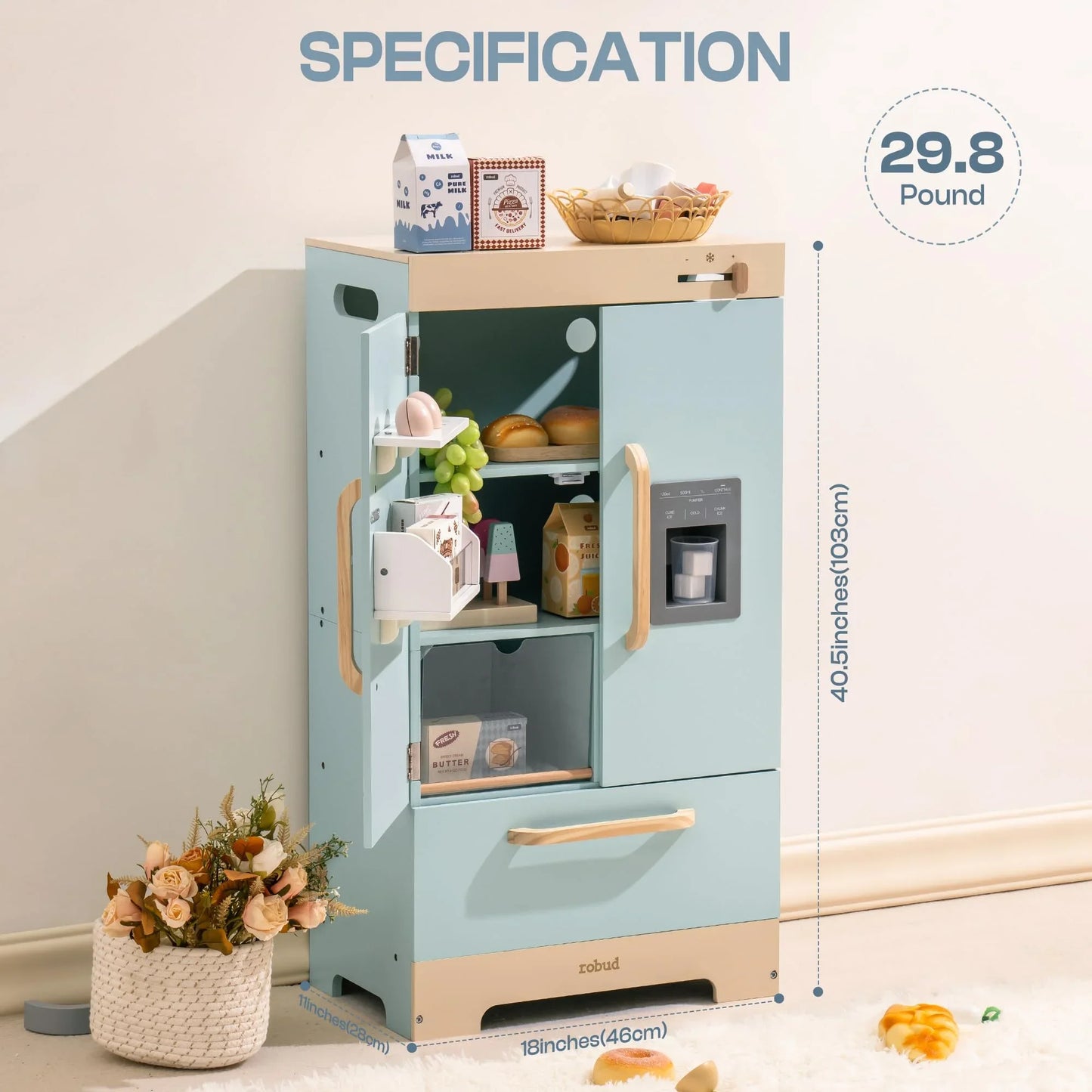 Wooden Play Fridge Freezer Set for Kids