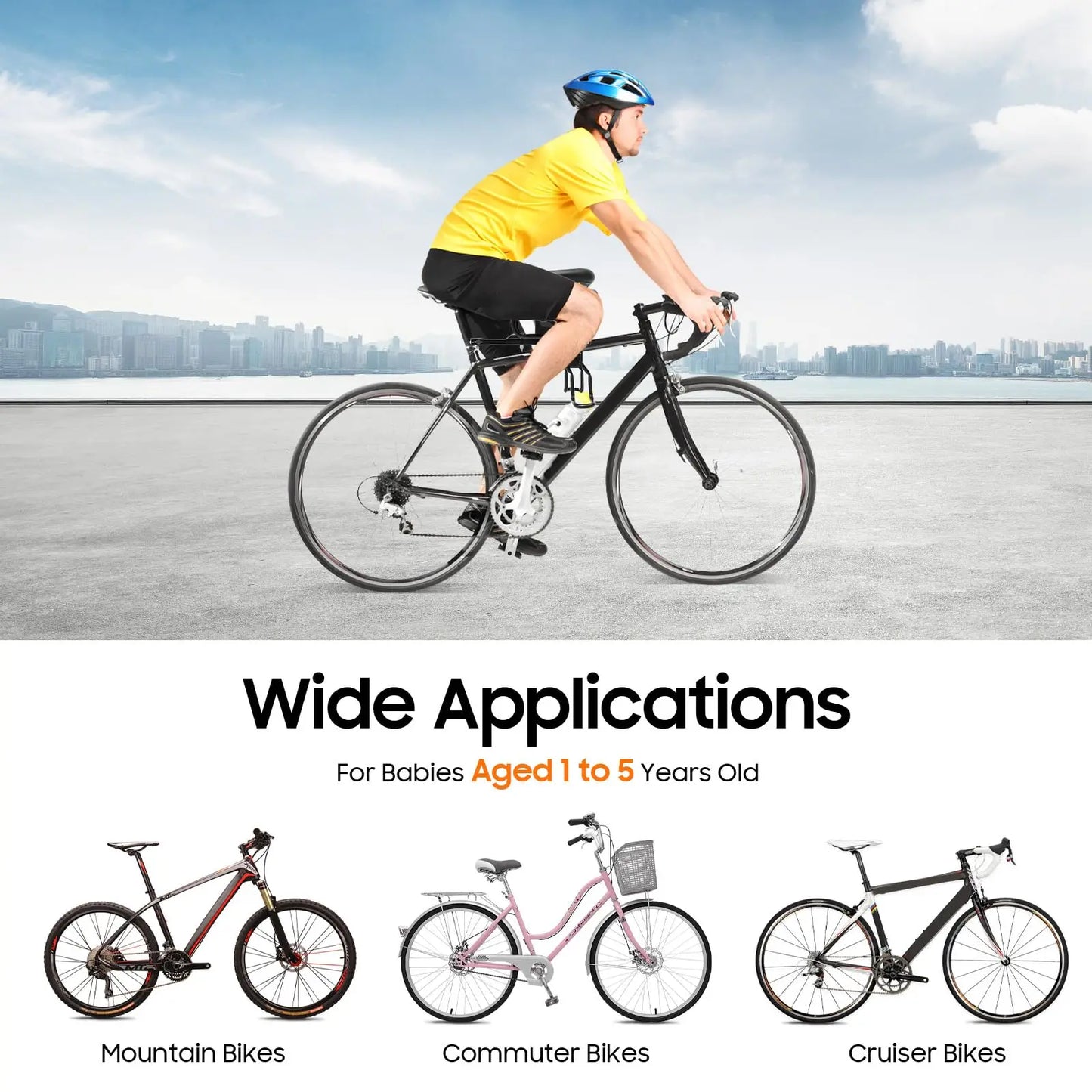 Quick-Release Front-Mounted Child Bike Seat, Padded Carrier for Toddlers