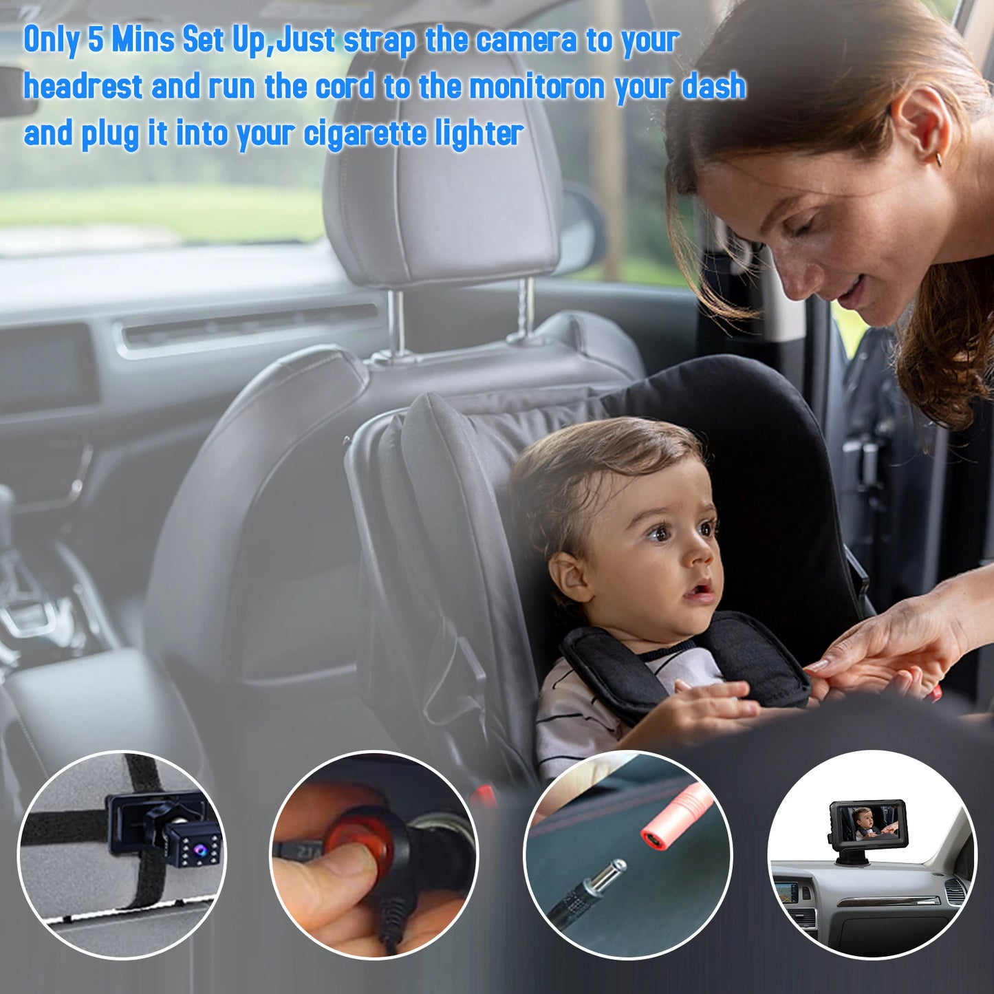 Rear View Monitor 4.3'' IPS Screen Baby Car Mirror 1080P