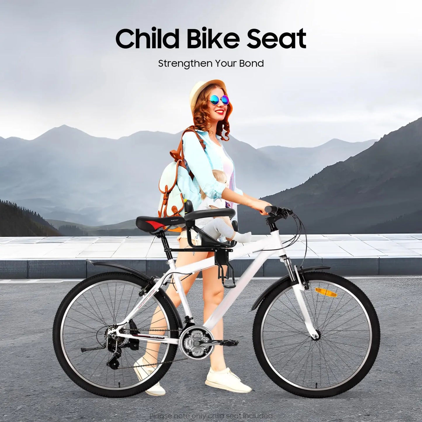 Quick-Release Front-Mounted Child Bike Seat, Padded Carrier for Toddlers