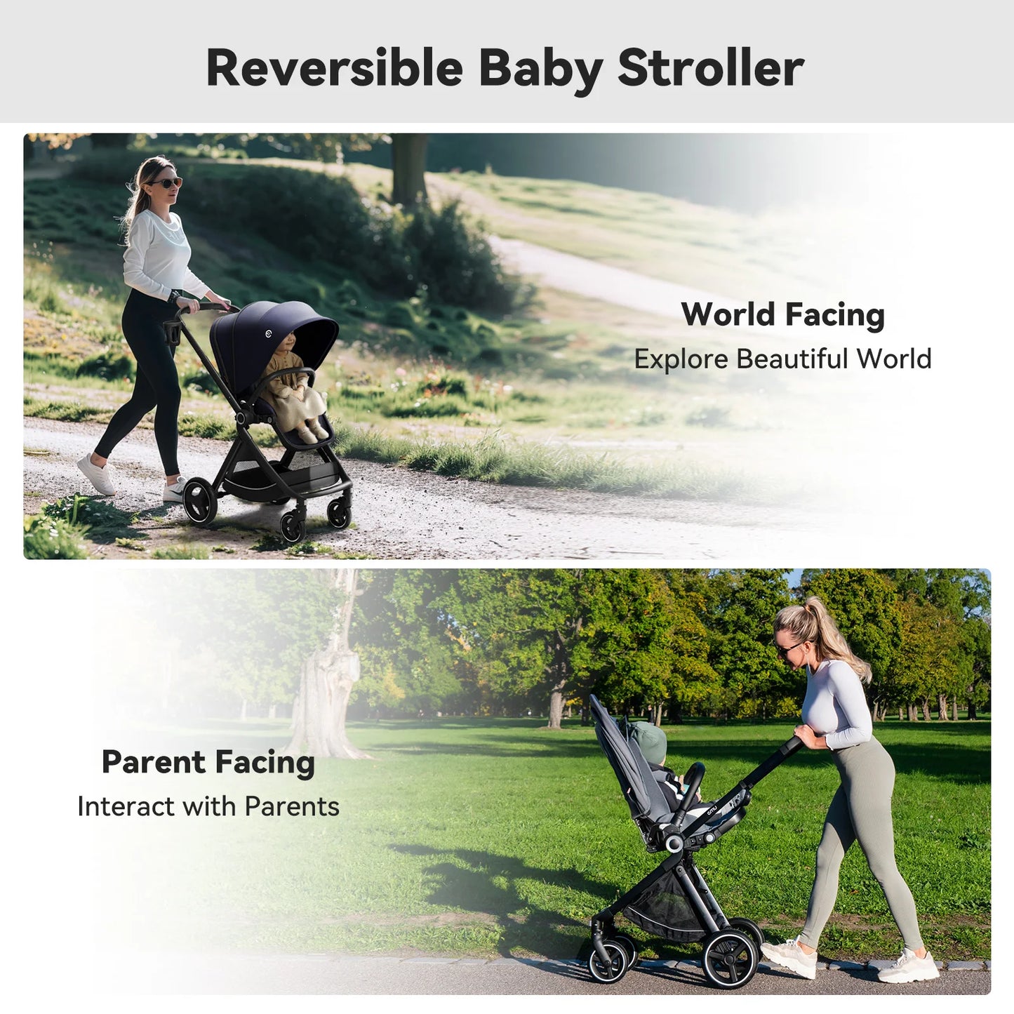 Luxury Reversible Baby Stroller - Compact Fold, Newborn Ready, All-Terrain