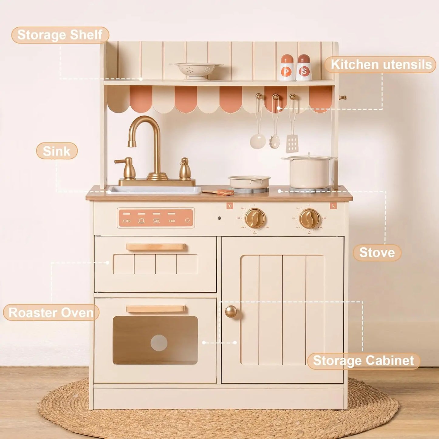 Stylish Wooden Play Kitchen