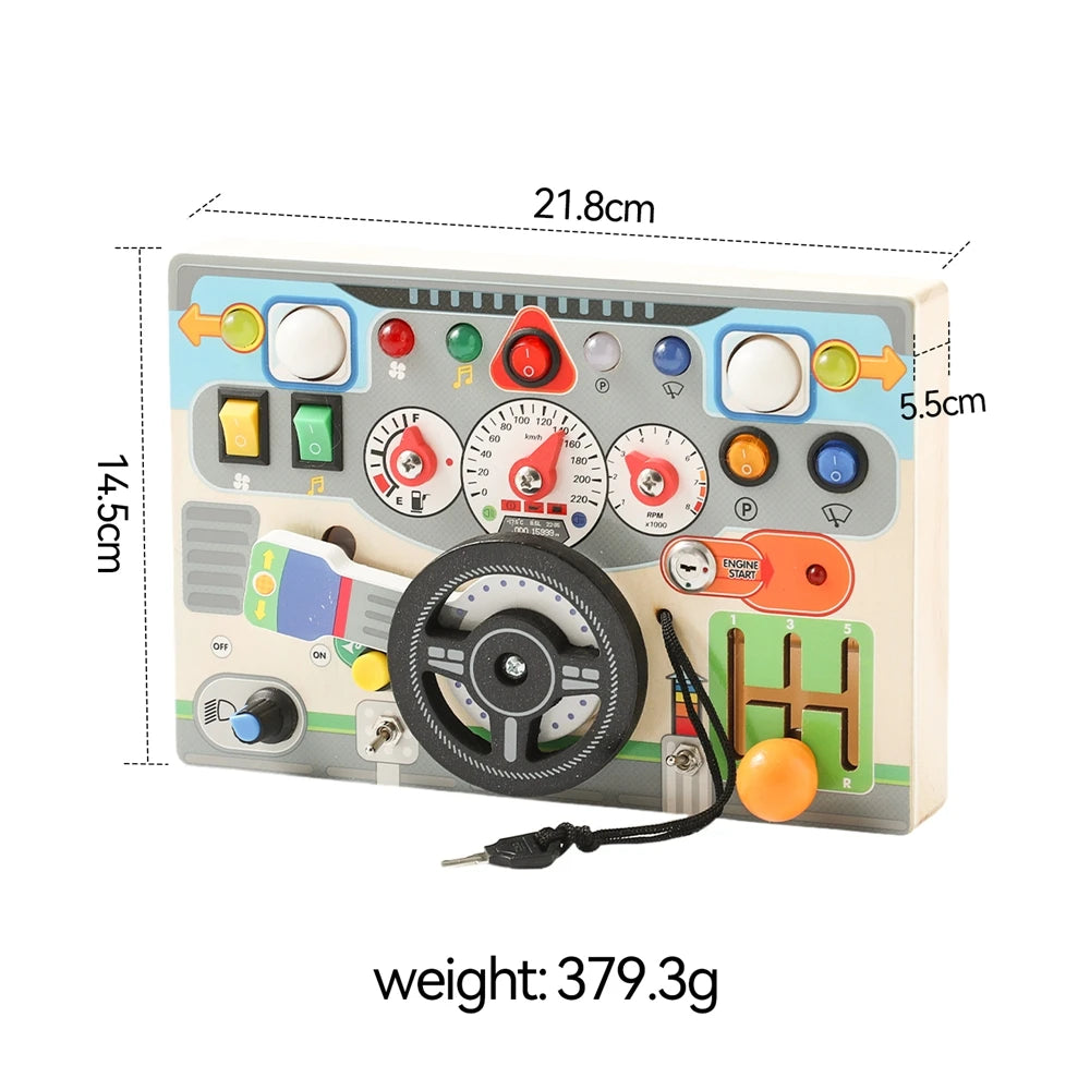 Montessori Car Steering Wheel Busy Board – Sensory Toy for Toddlers