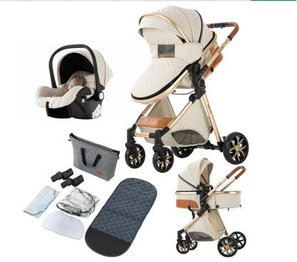 3 in 1 Baby Stroller with Infant Car Seat Base