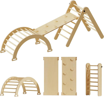 Montessori 3 in 1 Climbing Set – Triangle, Arch & Rocker Board