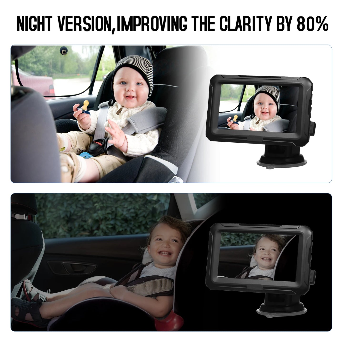 Rear View Monitor 4.3'' IPS Screen Baby Car Mirror 1080P