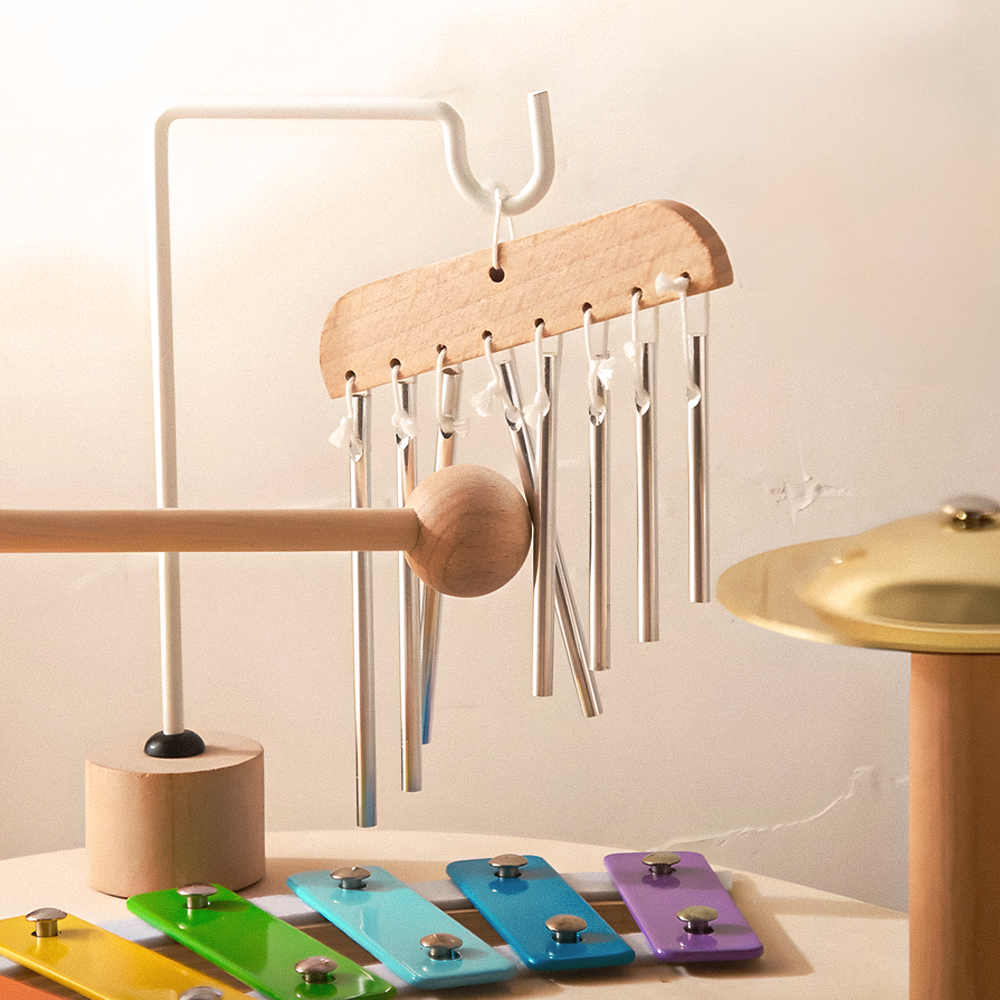 Montessori Wooden Musical Table – Xylophone, Chimes & Drum Set for Babies & Toddlers