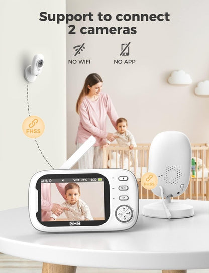 Best Video Baby Monitor – 3.5” LCD, 2 Cameras, Night Vision & Two-Way Audio