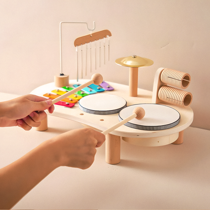 Montessori Wooden Musical Table – Xylophone, Chimes & Drum Set for Babies & Toddlers