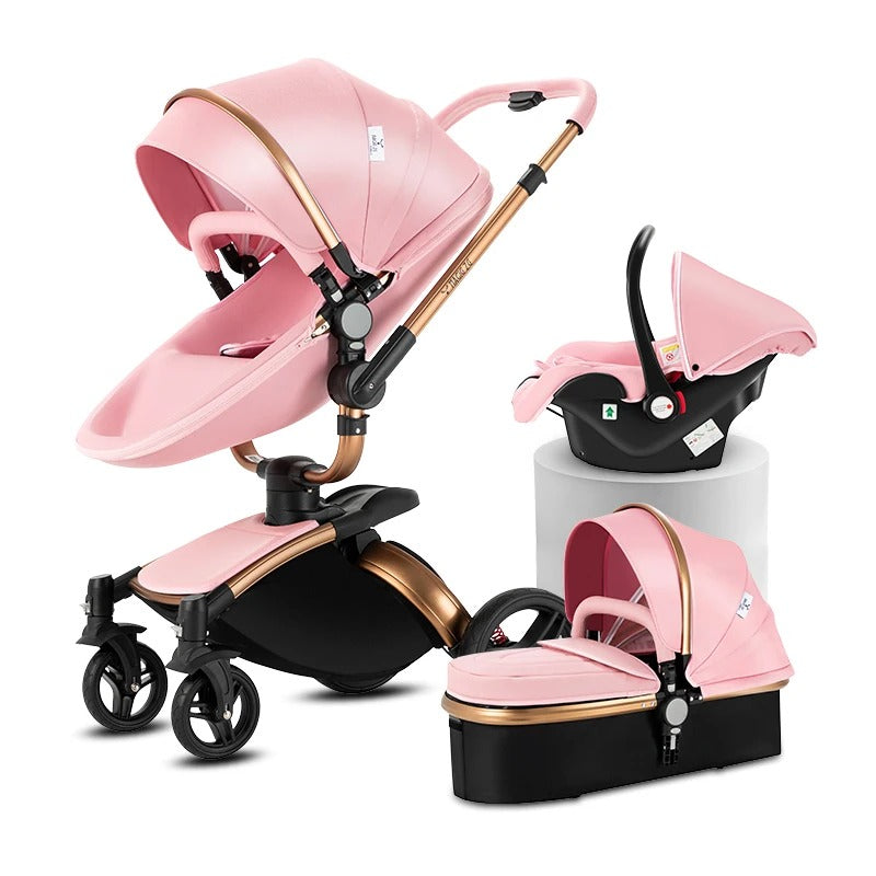 Luxury Baby Stroller 3-in-1 - 360° Rotating Seat, Lightweight Frame & Travel System