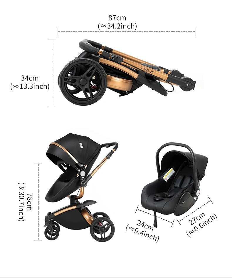 Luxury Baby Stroller 3-in-1 - 360° Rotating Seat, Lightweight Frame & Travel System