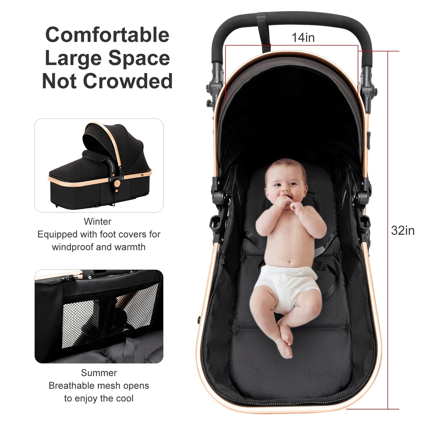 Multifunctional Baby Stroller 3-in-1 | Car Seat & Carrycot Combo