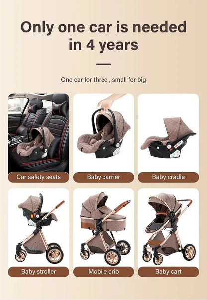 3 in 1 Baby Stroller with Infant Car Seat Base