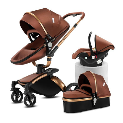 Luxury Baby Stroller 3-in-1 - 360° Rotating Seat, Lightweight Frame & Travel System