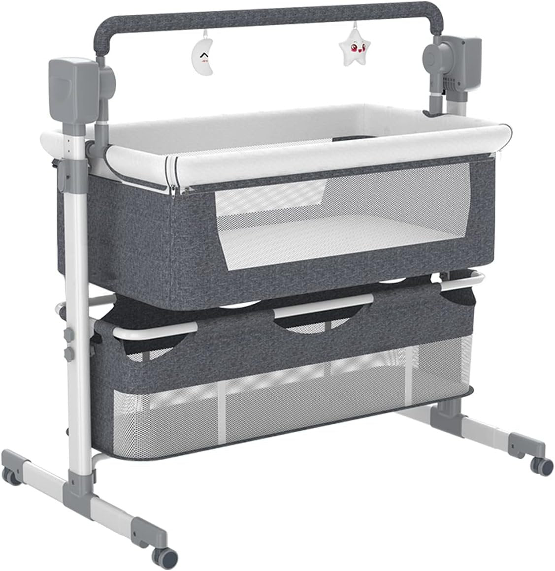 Portable Electric Bassinet for Baby - Portable Self-Rocking Cradle & Bedside Sleeper with Adjustable Height