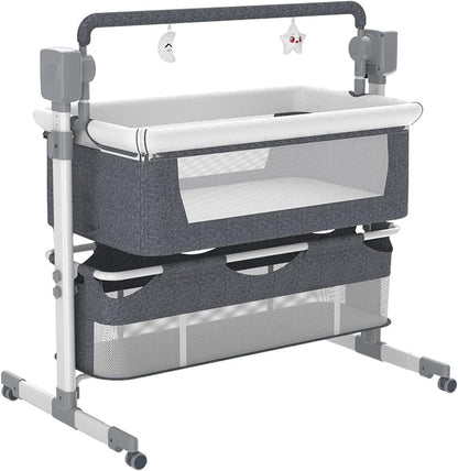 Portable Electric Bassinet for Baby - Portable Self-Rocking Cradle & Bedside Sleeper with Adjustable Height