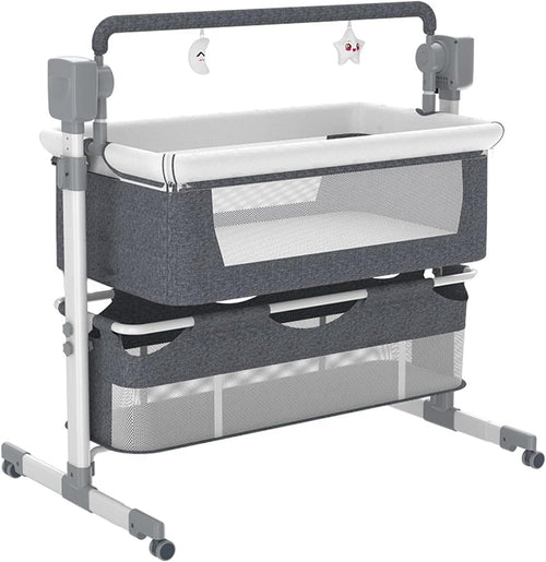 Portable Electric Bassinet for Baby - Portable Self-Rocking Cradle & Bedside Sleeper with Adjustable Height