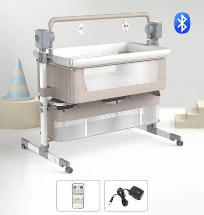 Portable Electric Bassinet for Baby - Portable Self-Rocking Cradle & Bedside Sleeper with Adjustable Height