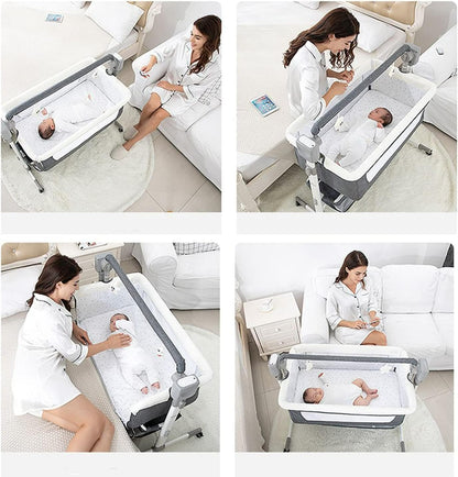 Portable Electric Bassinet for Baby - Portable Self-Rocking Cradle & Bedside Sleeper with Adjustable Height