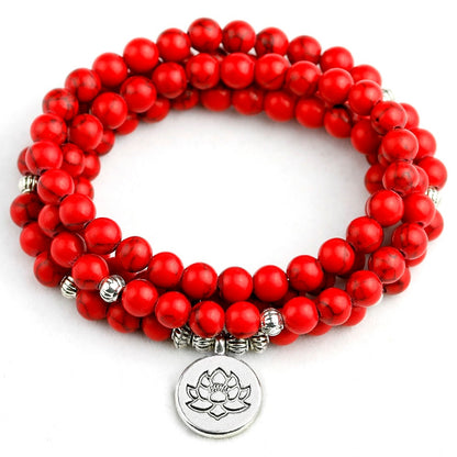 Bracelet Mala en Howlite Rouge