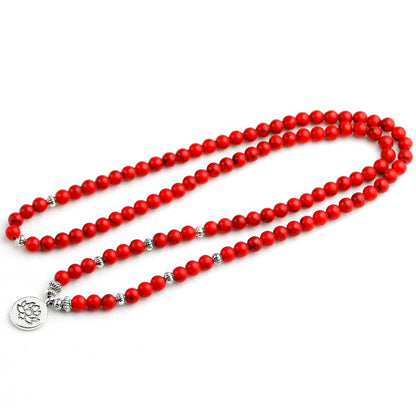 Bracelet Mala en Howlite Rouge