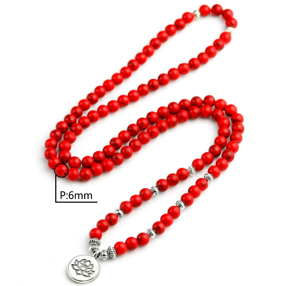 Bracelet Mala en Howlite Rouge